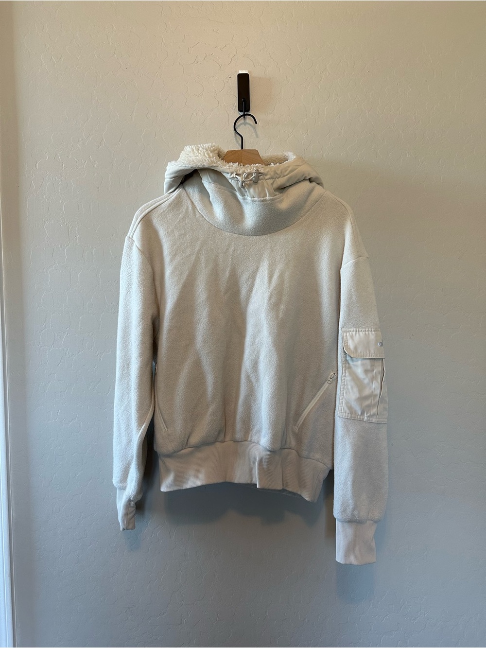ALO Yoga Cream Sherpa-Lined Cowl Neck Sweater